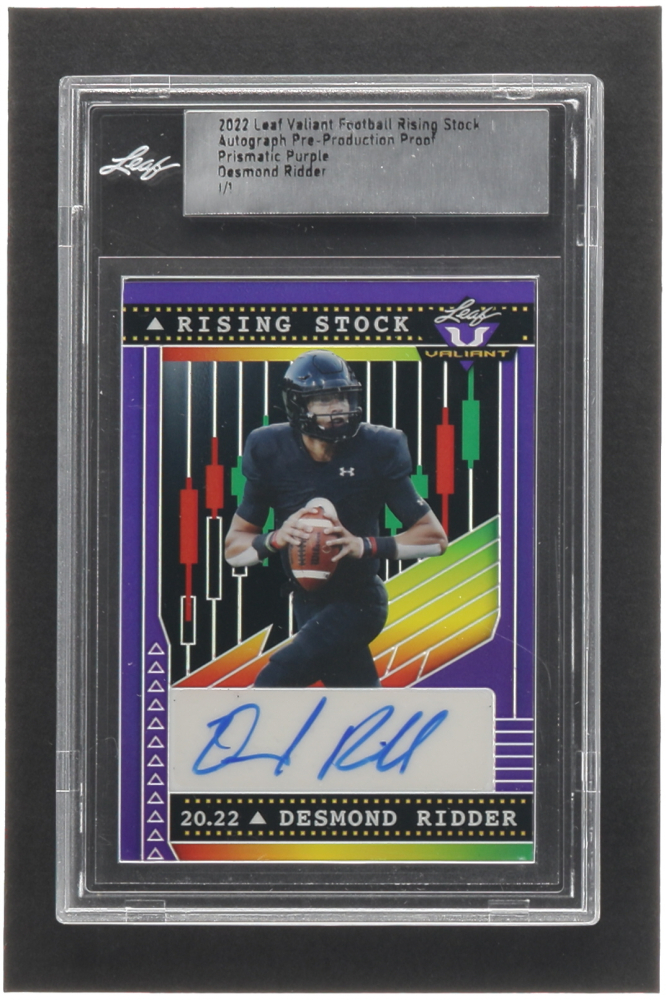 Desmond Ridder 2022 Leaf Valiant Rising Stock Prismatic Purple Pre ...