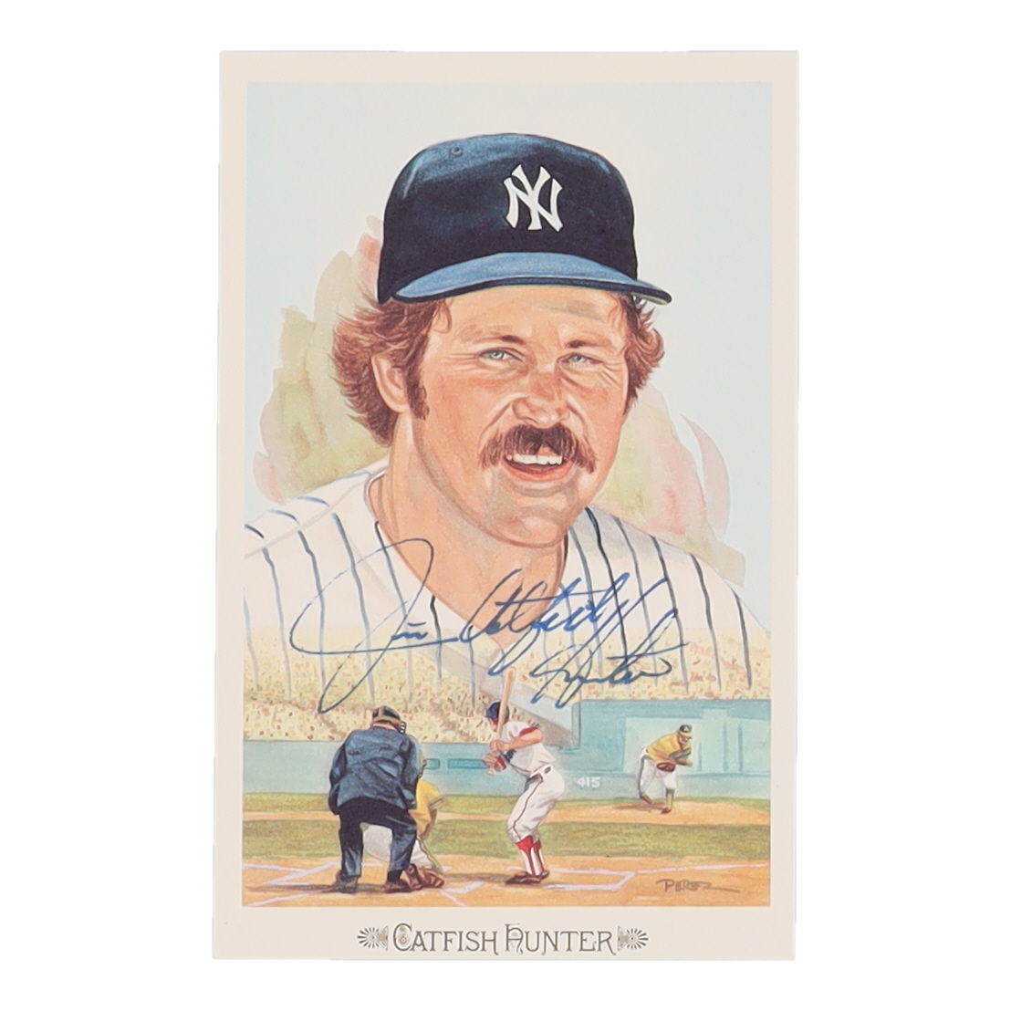 Jim "Catfish" Hunter Signed 1989 Perez-Steele Celebration Postcards #18 (Beckett) at PristineAuction.com Jim "Catfish" Hunter Signed 1989 Perez-Steele Celebration Postcards #18 (Beckett) at PristineAuction.com