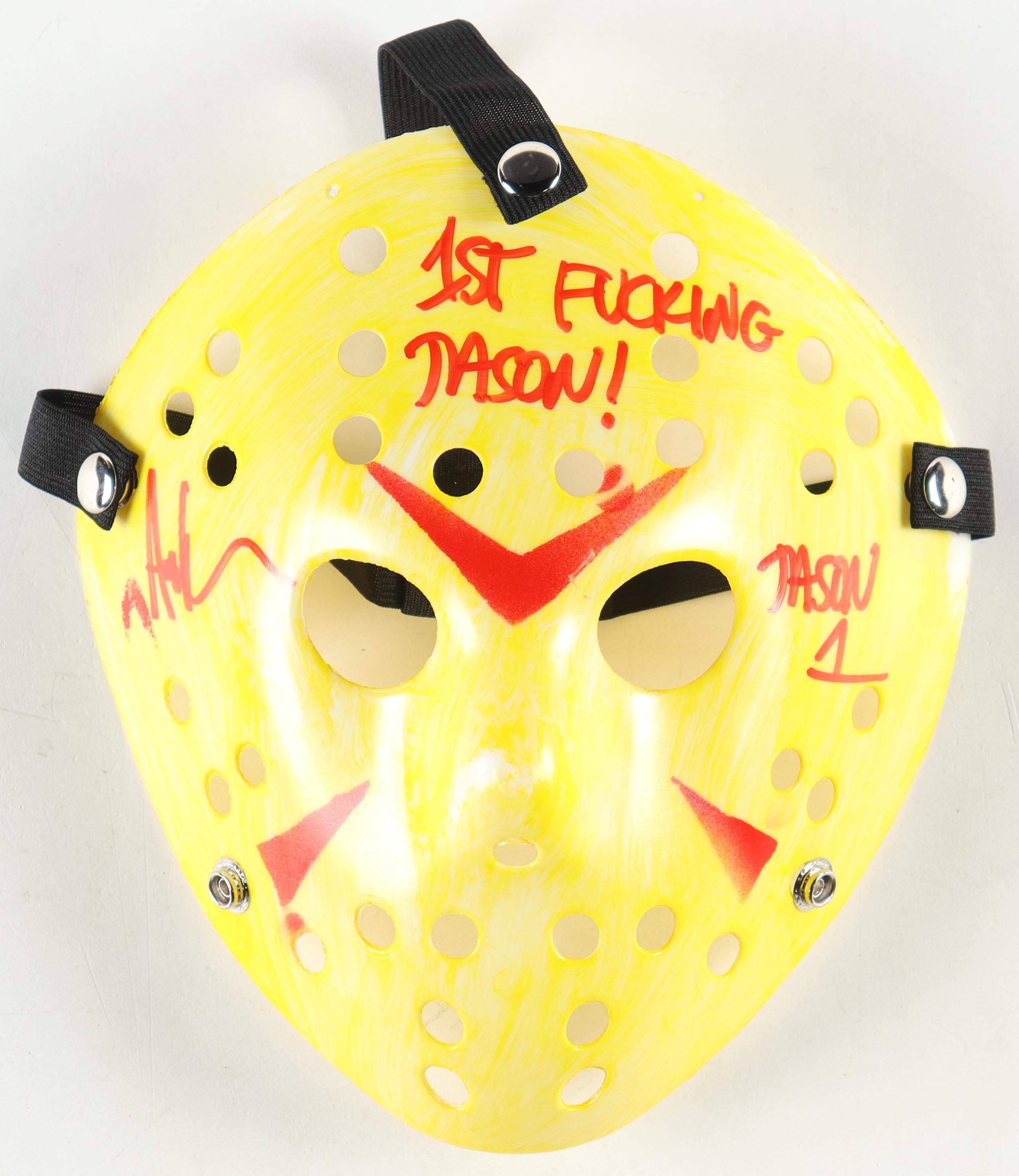 Ari Lehman Signed "Friday the 13th" Mask Inscribed "1st F****** Jason!" & "Jason 1" (JSA) at PristineAuction.com Ari Lehman Signed "Friday the 13th" Mask Inscribed "1st F****** Jason!" & "Jason 1" (JSA) at PristineAuction.com