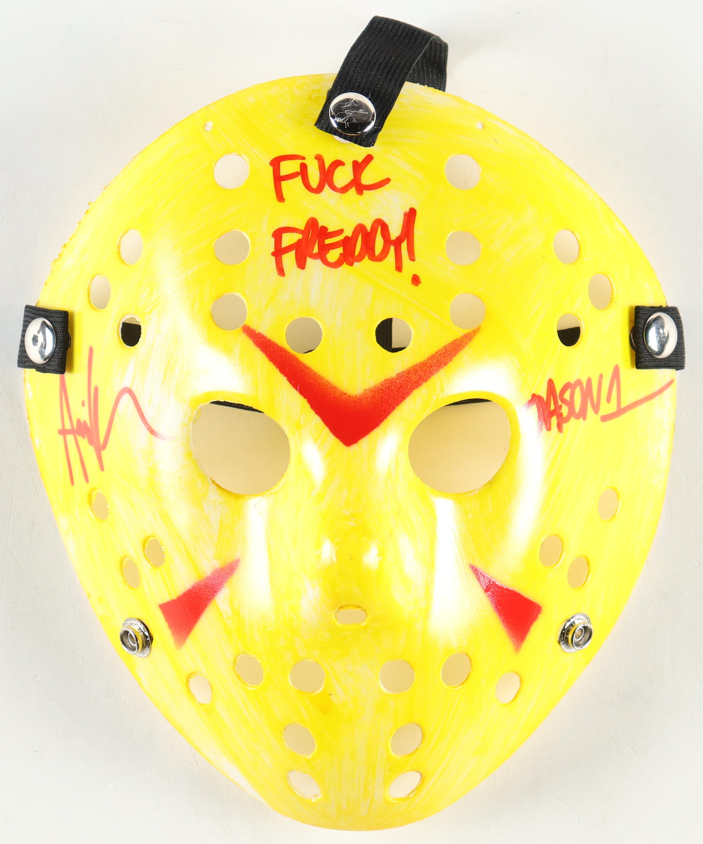 Ari Lehman Signed "Friday the 13th" Mask Inscribed "F*** Freddy!" & "Jason 1" (JSA) at PristineAuction.com Ari Lehman Signed "Friday the 13th" Mask Inscribed "F*** Freddy!" & "Jason 1" (JSA) at PristineAuction.com
