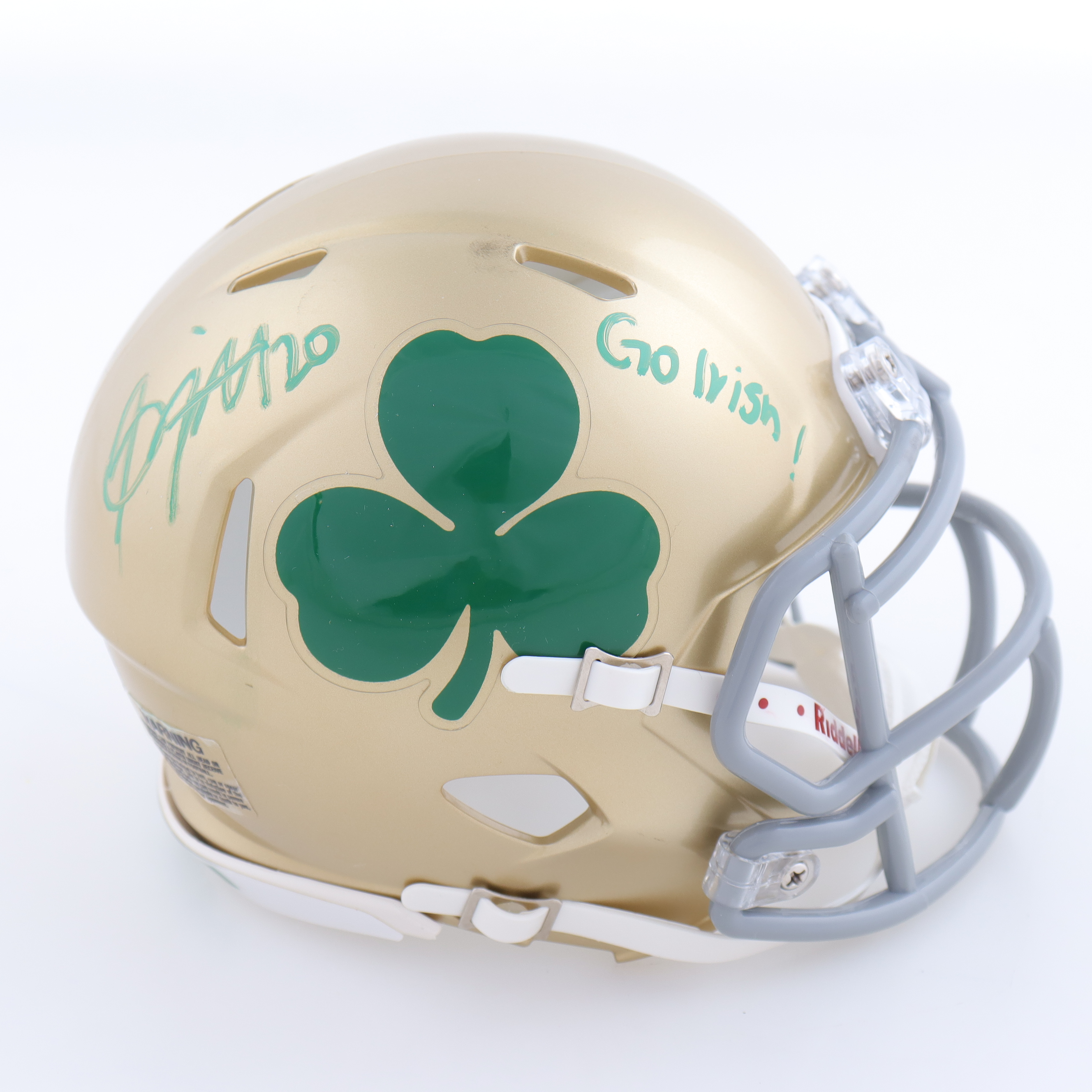 Benjamin Morrison Signed Notre Dame Fighting Irish Speed Mini Helmet Inscribed "Go Irish" (JSA) at PristineAuction.com Benjamin Morrison Signed Notre Dame Fighting Irish Speed Mini Helmet Inscribed "Go Irish" (JSA) at PristineAuction.com