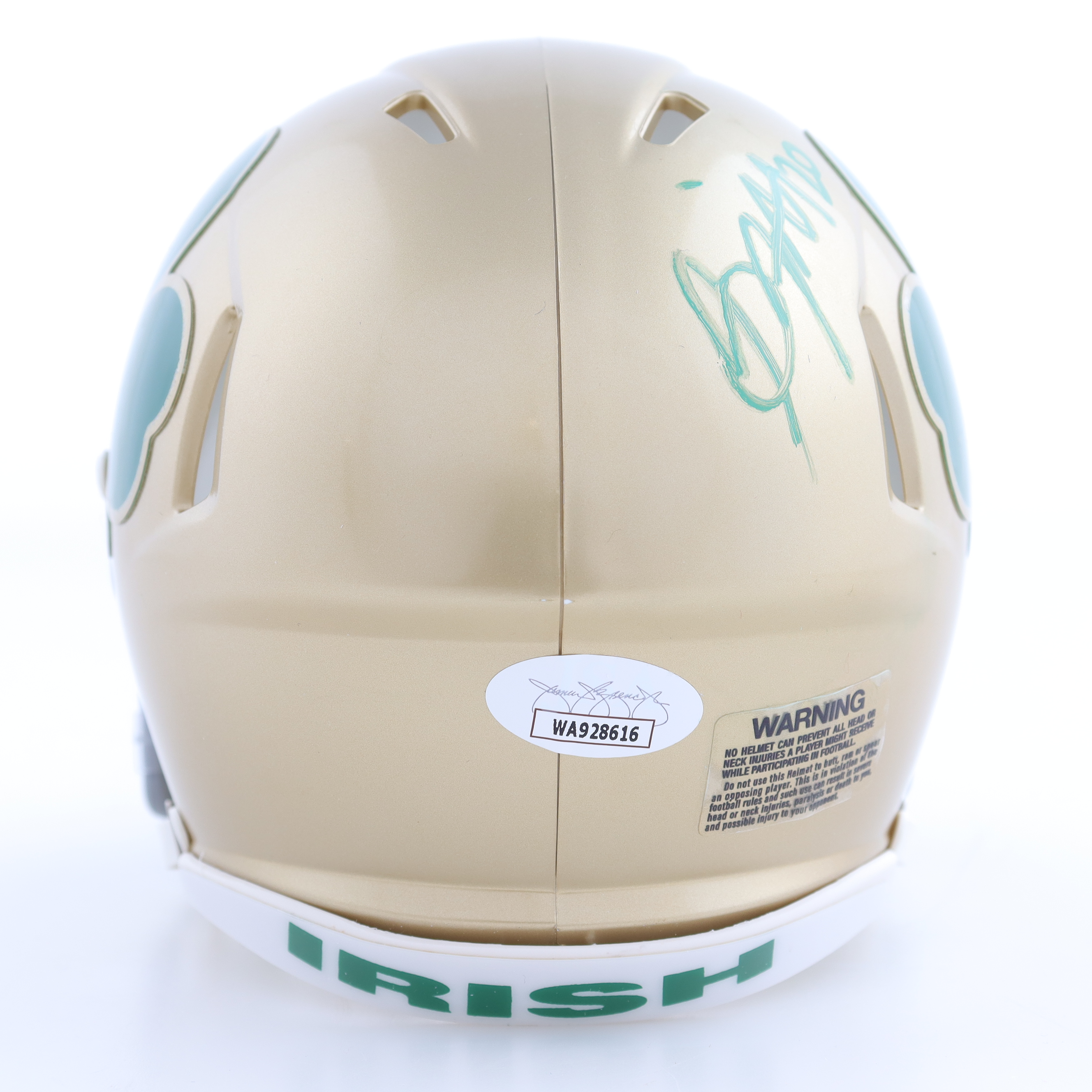 Benjamin Morrison Signed Notre Dame Fighting Irish Speed Mini Helmet Inscribed "Go Irish" (JSA) at PristineAuction.com Benjamin Morrison Signed Notre Dame Fighting Irish Speed Mini Helmet Inscribed "Go Irish" (JSA) at PristineAuction.com