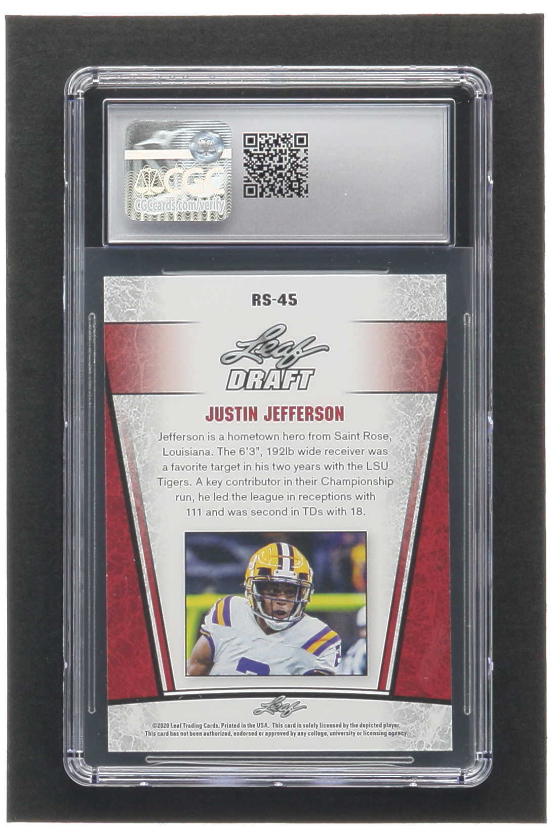 Justin Jefferson 2020 Leaf Special Release Rookie Silver #RS45 RC (CGC 8.5) at PristineAuction.com Justin Jefferson 2020 Leaf Special Release Rookie Silver #RS45 RC (CGC 8.5) at PristineAuction.com