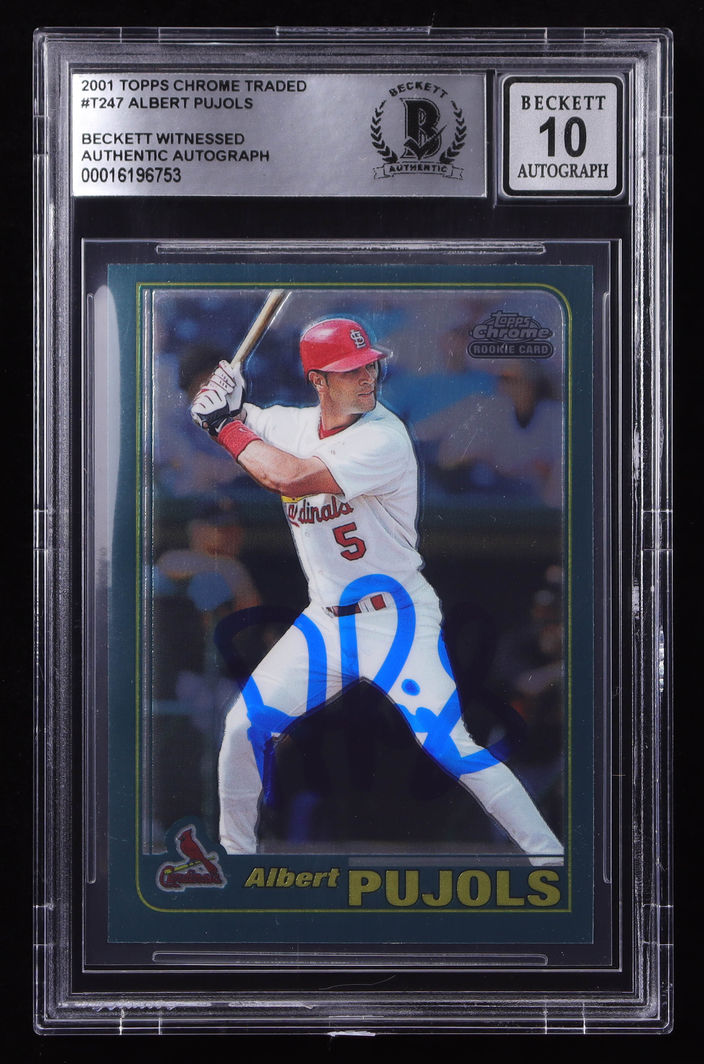 Albert Pujols Signed 2001 Topps Chrome Traded #T247 RC (BGS at PristineAuction.com Albert Pujols Signed 2001 Topps Chrome Traded #T247 RC (BGS at PristineAuction.com