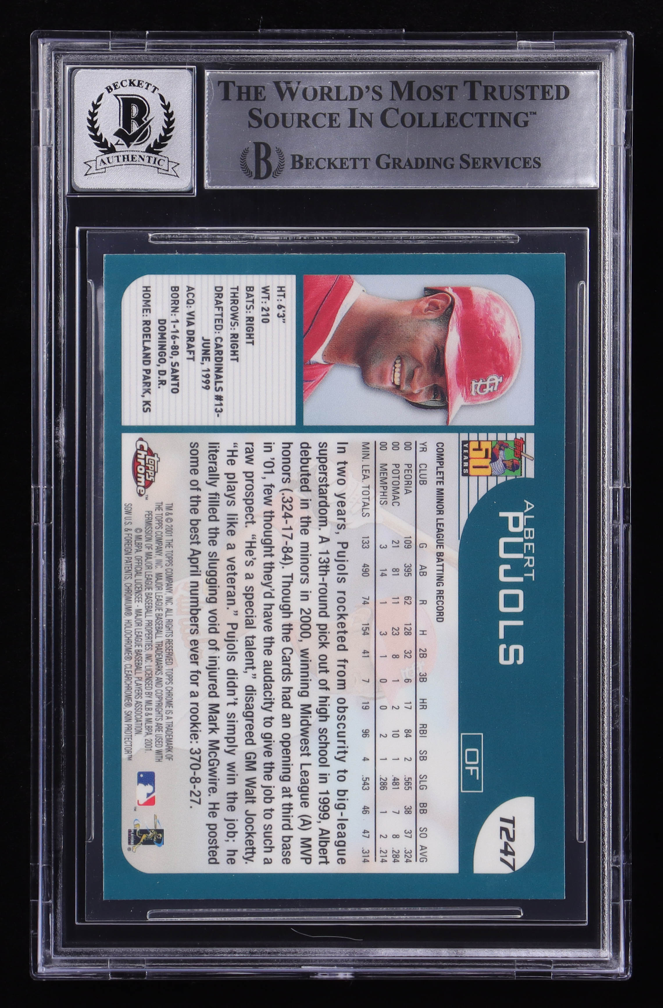 Albert Pujols Signed 2001 Topps Chrome Traded #T247 RC (BGS at PristineAuction.com Albert Pujols Signed 2001 Topps Chrome Traded #T247 RC (BGS at PristineAuction.com
