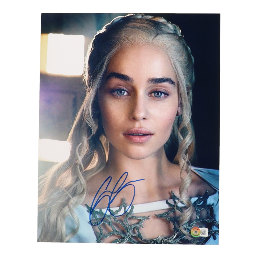 EMELIA CLARKE Signed Autographed Photo Game of Thrones scene COA hologram main image 1