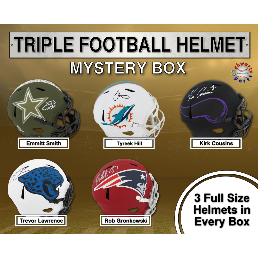 TRIPLE Full Size Football Helmet Signed Mystery Box (SPECIALTY
