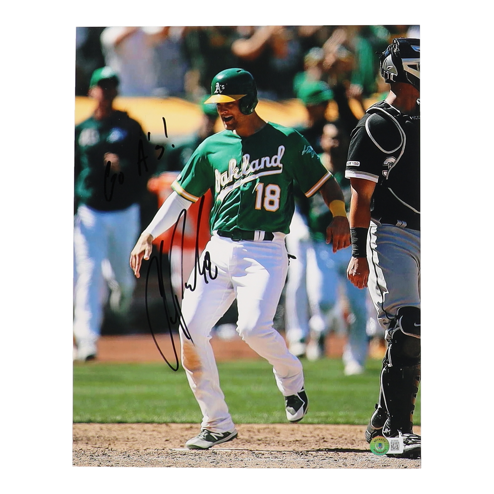 Chad Pinder Signed Athletics 11x14 Photo Inscribed "Go A's" (Beckett) at PristineAuction.com Chad Pinder Signed Athletics 11x14 Photo Inscribed "Go A's" (Beckett) at PristineAuction.com