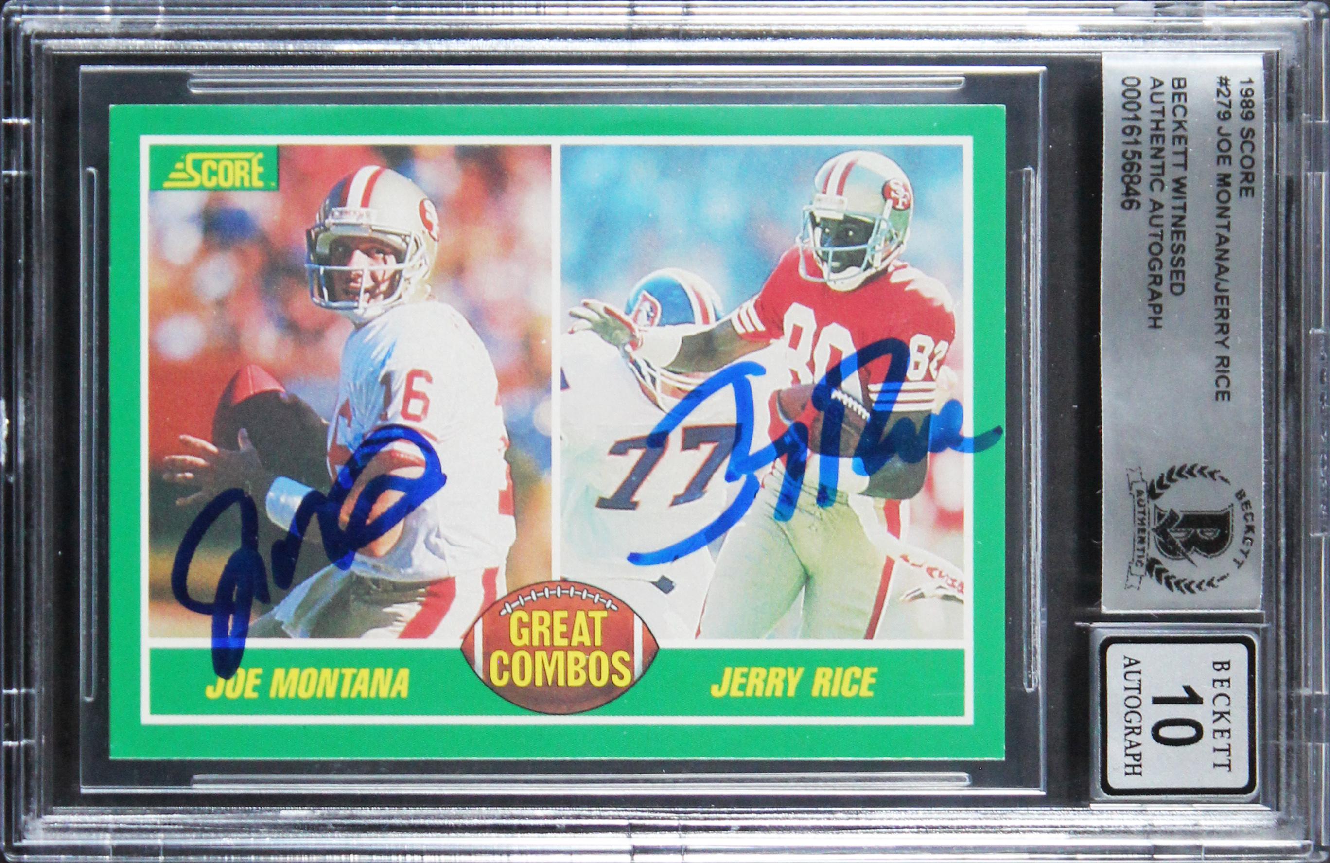 Joe Montana & Jerry Rice1989 Score #279 (BGS | Autograph Graded 10) at PristineAuction.com Joe Montana & Jerry Rice1989 Score #279 (BGS | Autograph Graded 10) at PristineAuction.com