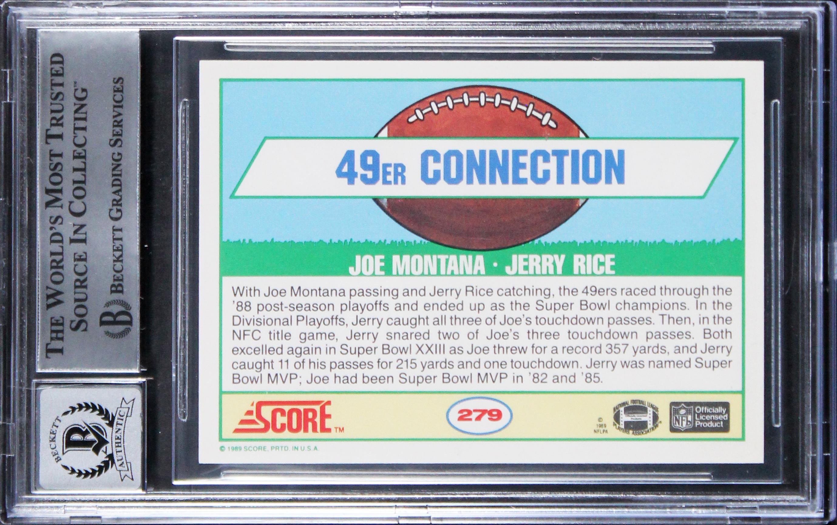 Joe Montana & Jerry Rice1989 Score #279 (BGS | Autograph Graded 10) at PristineAuction.com Joe Montana & Jerry Rice1989 Score #279 (BGS | Autograph Graded 10) at PristineAuction.com