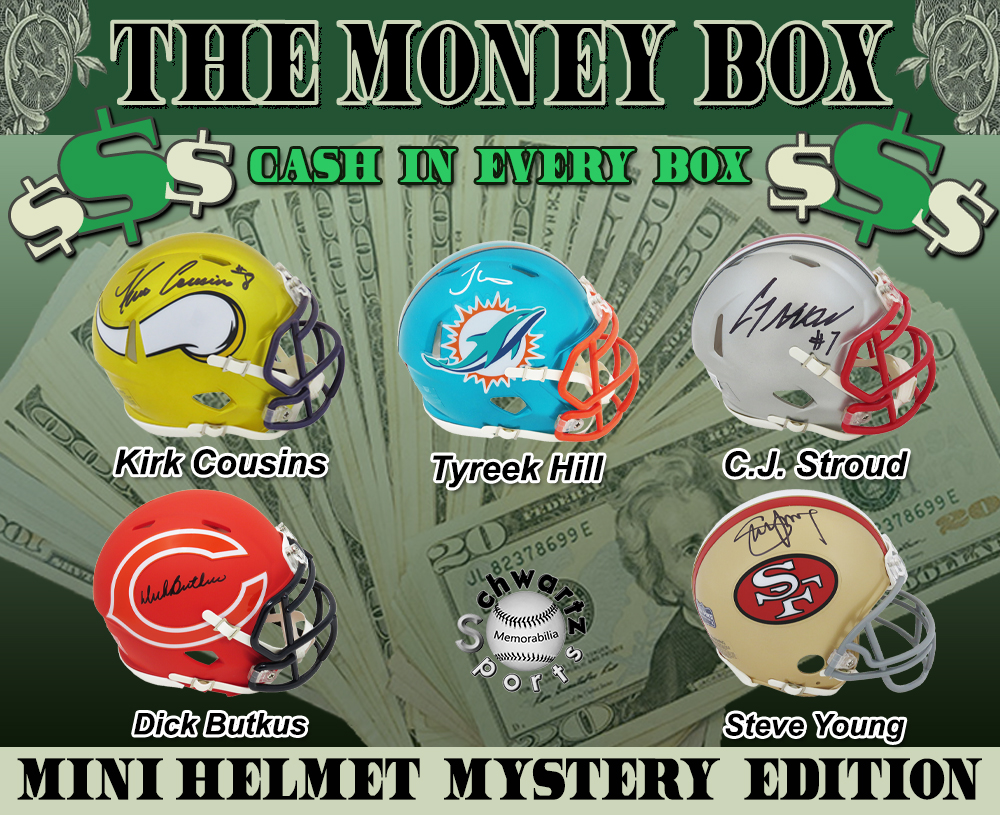 $$ THE MONEY BOX $$ Football Mini Helmet Signed Mystery Box - Series 3 (Limited to 150) – Schwartz Sports at PristineAuction.com $$ THE MONEY BOX $$ Football Mini Helmet Signed Mystery Box - Series 3 (Limited to 150) – Schwartz Sports at PristineAuction.com