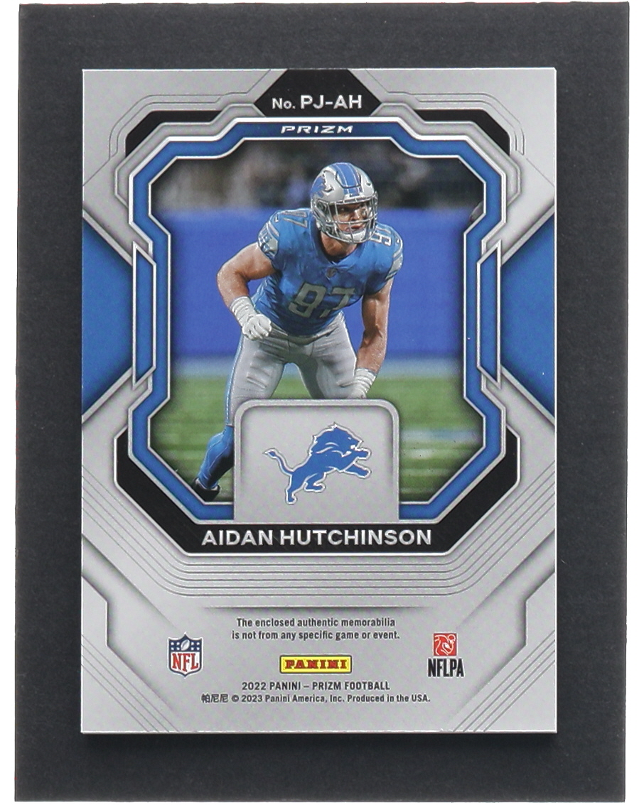 Aidan Hutchinson 2022 Panini Prizm Premier Jerseys #16 RC at PristineAuction.com Aidan Hutchinson 2022 Panini Prizm Premier Jerseys #16 RC at PristineAuction.com