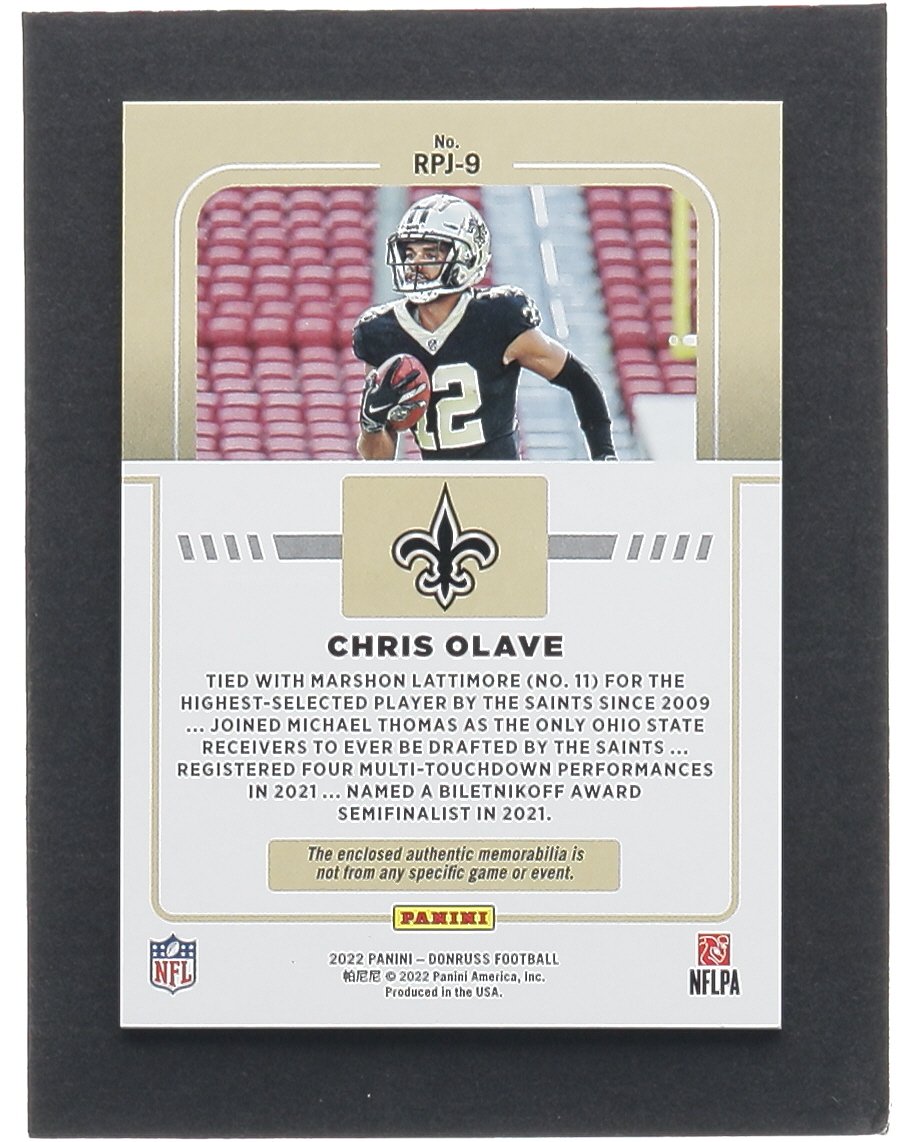 Chris Olave 2022 Donruss Rookie Phenom Jerseys #9 RC at PristineAuction.com Chris Olave 2022 Donruss Rookie Phenom Jerseys #9 RC at PristineAuction.com