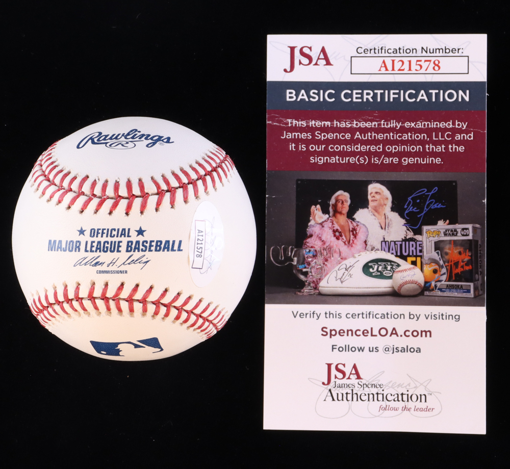 Ron Blomberg Signed OML Baseball Inscribed "1st A.L. DH 4/6/73" (JSA) at PristineAuction.com Ron Blomberg Signed OML Baseball Inscribed "1st A.L. DH 4/6/73" (JSA) at PristineAuction.com