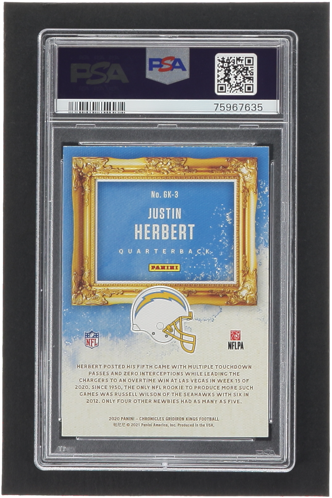 Justin Herbert 2020 Gridiron Kings #3 RC (PSA 10) at PristineAuction.com Justin Herbert 2020 Gridiron Kings #3 RC (PSA 10) at PristineAuction.com