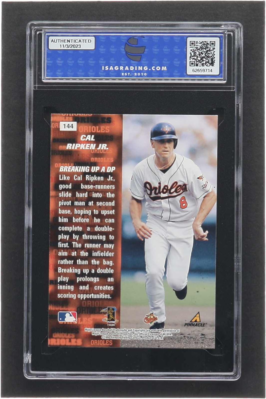 Cal Ripken 1998 Pinnacle Inside #144 IT (ISA 8) at PristineAuction.com Cal Ripken 1998 Pinnacle Inside #144 IT (ISA 8) at PristineAuction.com