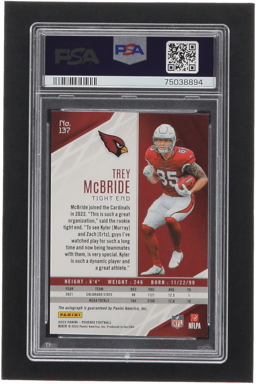 Trey McBride 2022 Panini Phoenix Autographs #137 RC (PSA 9) at PristineAuction.com Trey McBride 2022 Panini Phoenix Autographs #137 RC (PSA 9) at PristineAuction.com