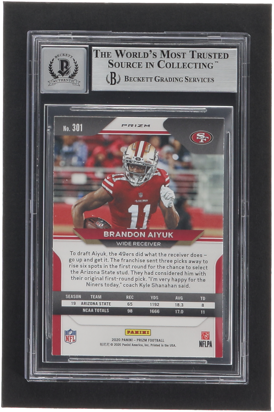 Brandon Aiyuk Signed 2020 Panini Prizm Prizms Orange Lazer #301 RC (BGS | Auto 10) at PristineAuction.com Brandon Aiyuk Signed 2020 Panini Prizm Prizms Orange Lazer #301 RC (BGS | Auto 10) at PristineAuction.com