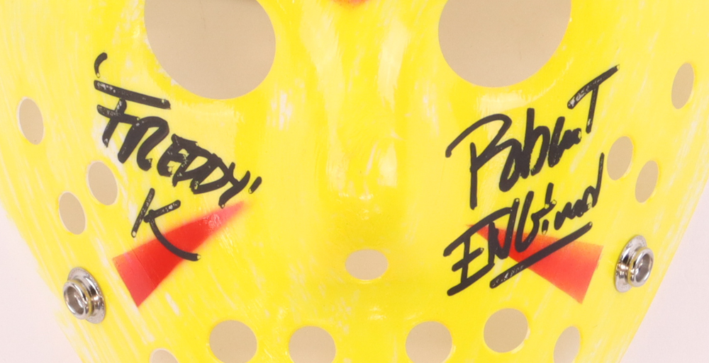 Kane Hodder & Robert Englund Signed "Friday the 13th" Mask Inscribed "Jason" & "Freddy K" (Beckett) at PristineAuction.com Kane Hodder & Robert Englund Signed "Friday the 13th" Mask Inscribed "Jason" & "Freddy K" (Beckett) at PristineAuction.com