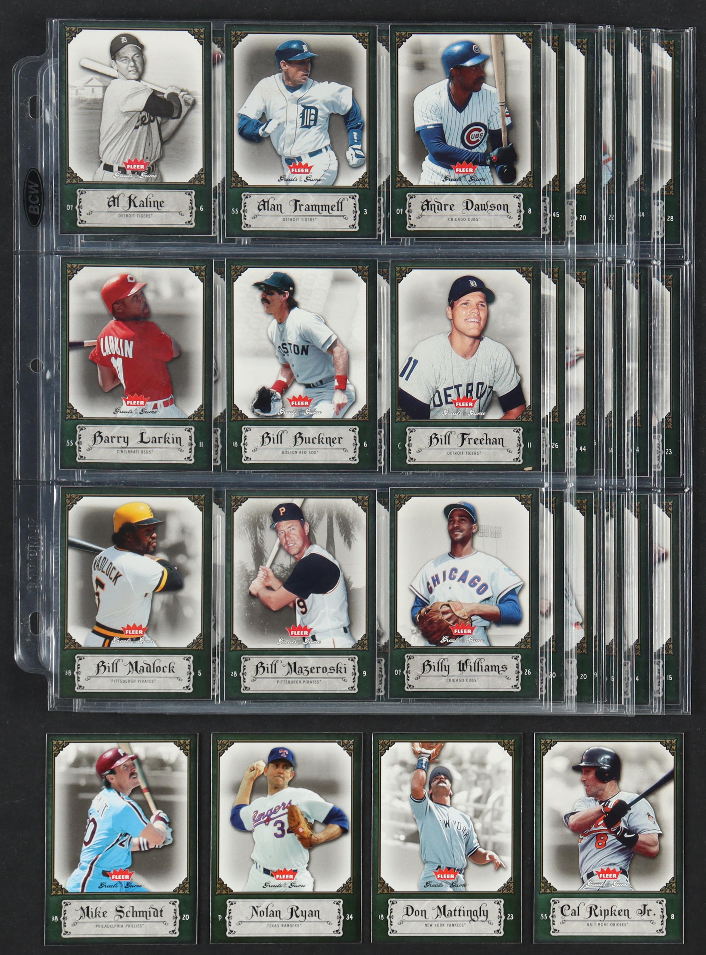 2006 Fleer Greats Of The Game Baseball Complete Set of (99) Cards with Mike Schmidt #66, Nolan Ryan #67, Don Mattingly #28, Cal Ripken Jr. #19 at PristineAuction.com 2006 Fleer Greats Of The Game Baseball Complete Set of (99) Cards with Mike Schmidt #66, Nolan Ryan #67, Don Mattingly #28, Cal Ripken Jr. #19 at PristineAuction.com
