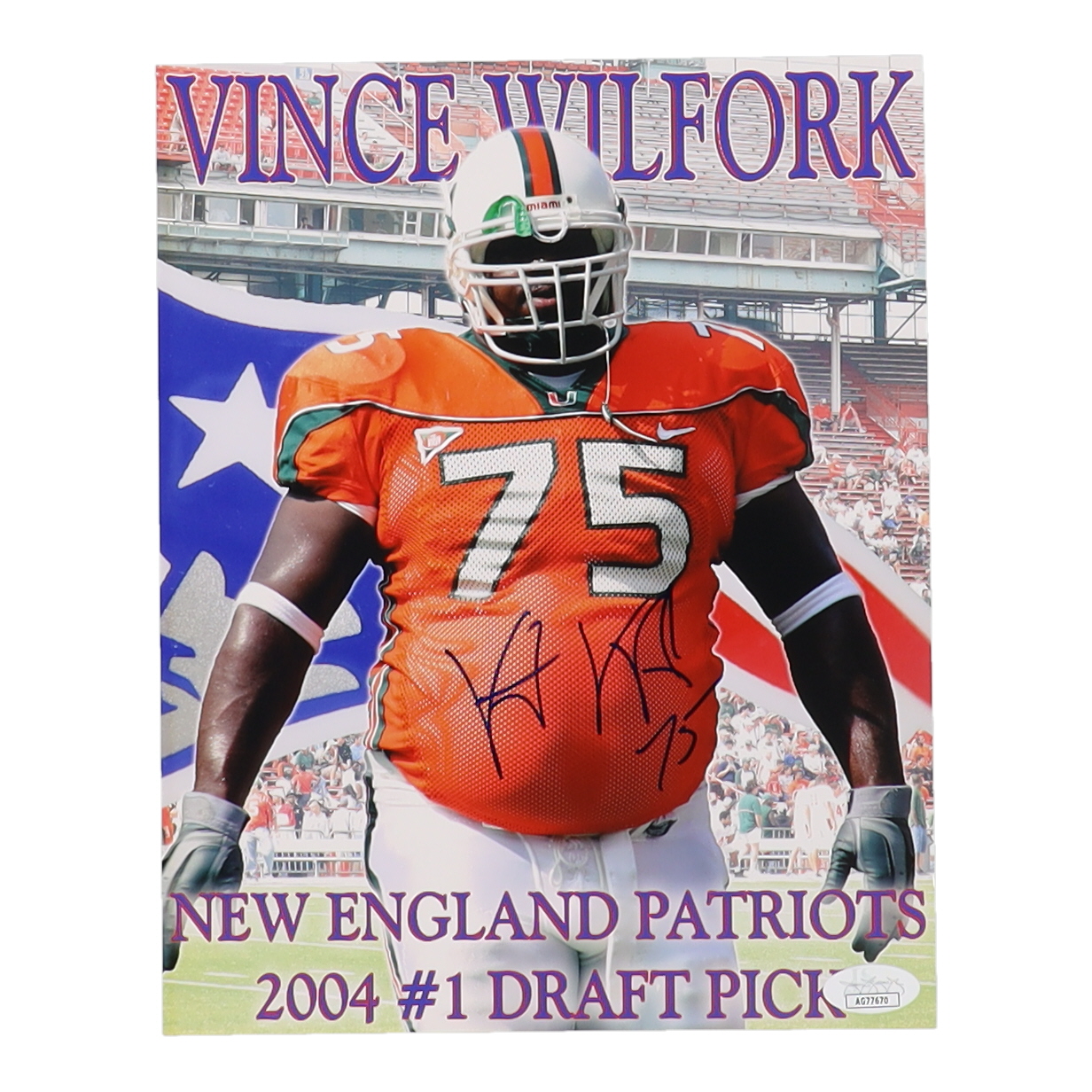 Vince Wilfork Signed Miami Hurricanes 8x10 Photo (JSA) at PristineAuction.com Vince Wilfork Signed Miami Hurricanes 8x10 Photo (JSA) at PristineAuction.com
