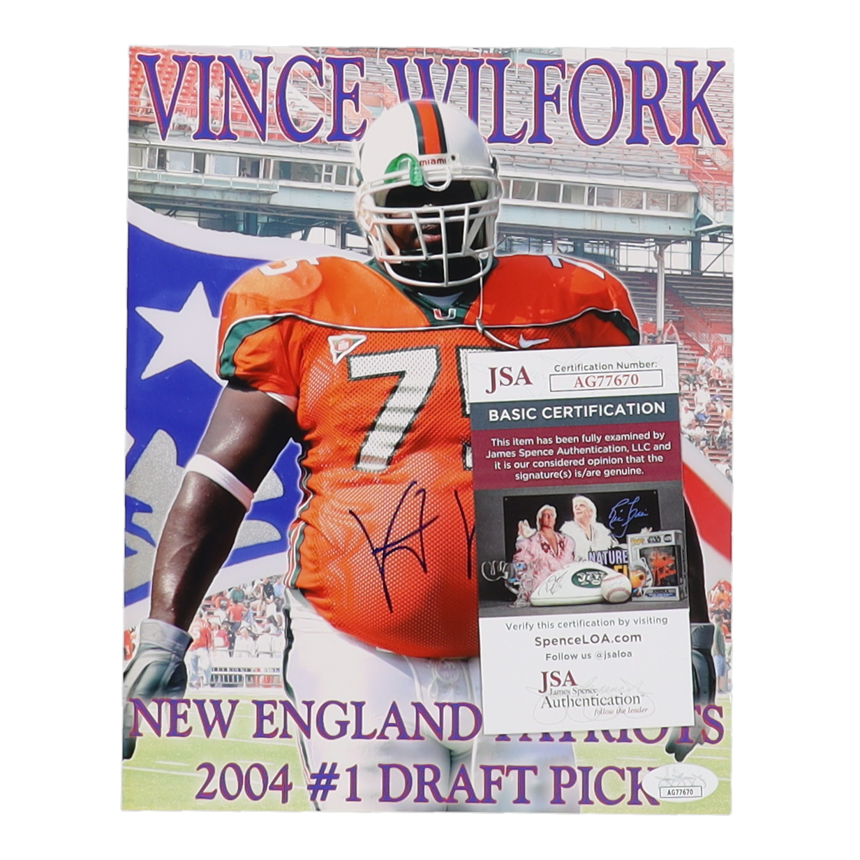 Vince Wilfork Signed Miami Hurricanes 8x10 Photo (JSA) at PristineAuction.com Vince Wilfork Signed Miami Hurricanes 8x10 Photo (JSA) at PristineAuction.com