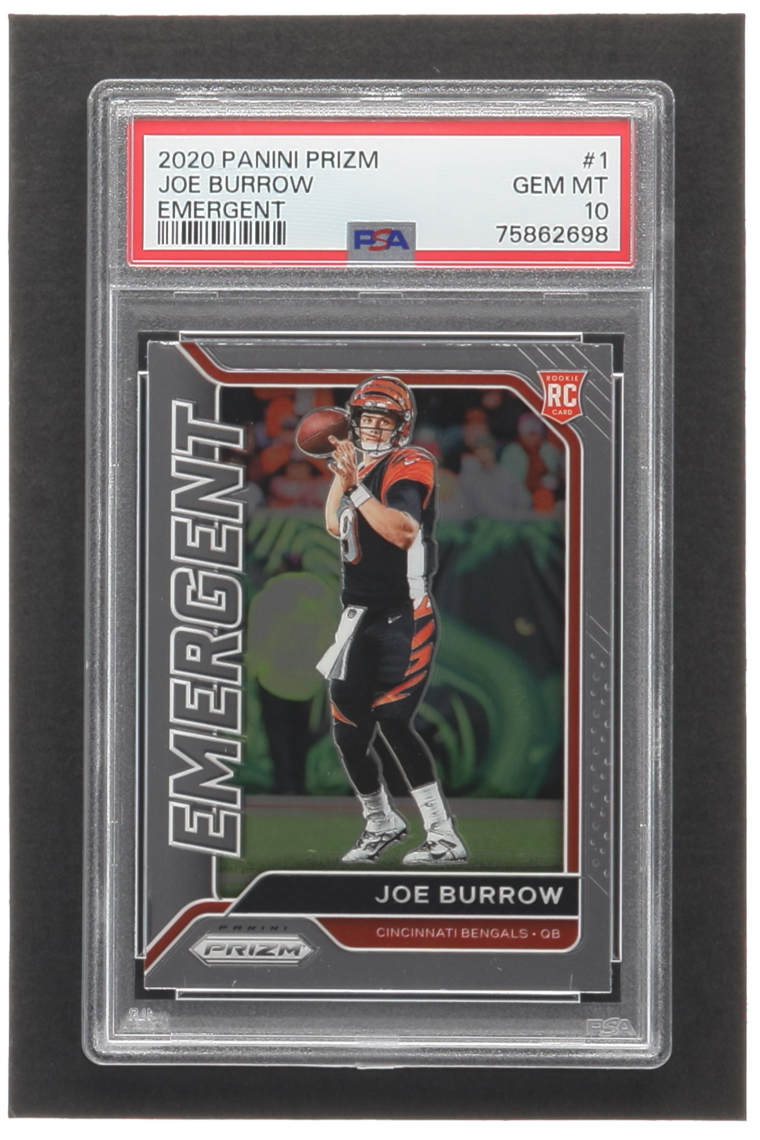 Joe Burrow 2020 Panini Prizm Emergent #1 RC (PSA 10) at PristineAuction.com Joe Burrow 2020 Panini Prizm Emergent #1 RC (PSA 10) at PristineAuction.com