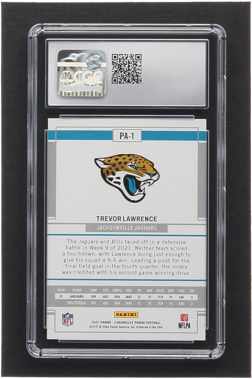 Trevor Lawrence 2021 Panini Chronicles Panini #1 RC (CGC 9.5) at PristineAuction.com Trevor Lawrence 2021 Panini Chronicles Panini #1 RC (CGC 9.5) at PristineAuction.com