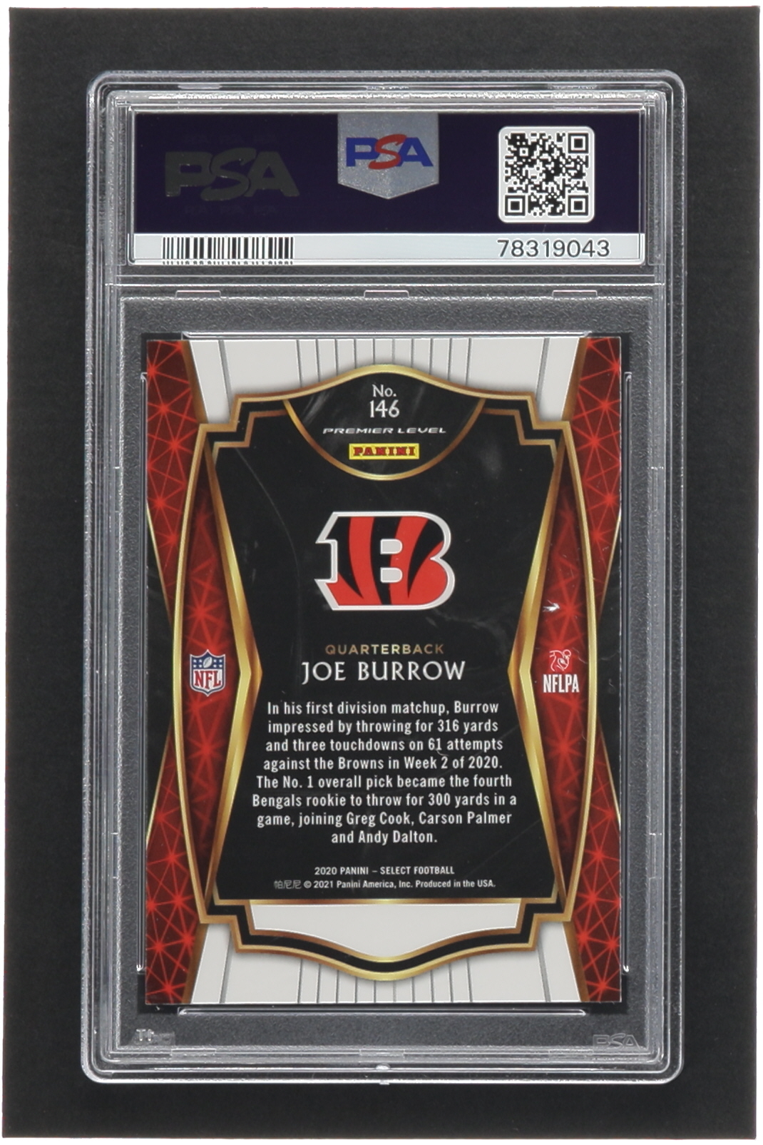 Joe Burrow 2020 Select #146 RC (PSA 10) at PristineAuction.com Joe Burrow 2020 Select #146 RC (PSA 10) at PristineAuction.com