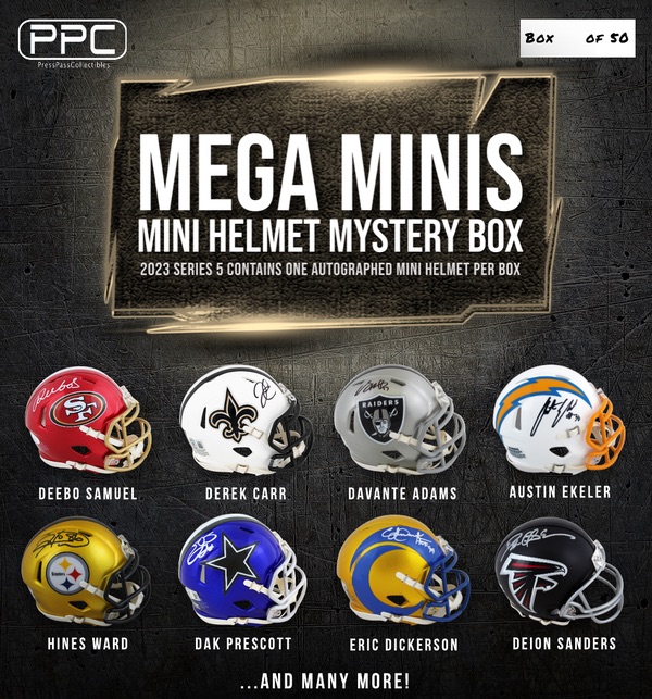 Press Pass Collectibles 2023 Mega Mini Helmet Mystery Box - Series 5 (Limited to 50) at PristineAuction.com Press Pass Collectibles 2023 Mega Mini Helmet Mystery Box - Series 5 (Limited to 50) at PristineAuction.com