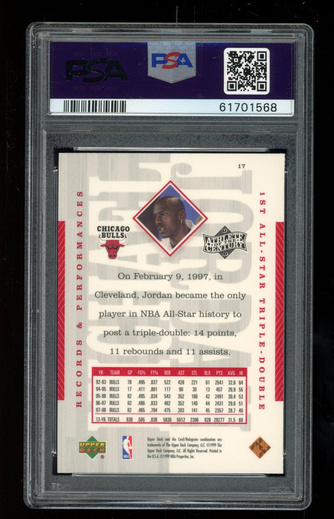 Michael Jordan 1999 Upper Deck Michael Jordan Athlete of the Century #17 (PSA 9) at PristineAuction.com Michael Jordan 1999 Upper Deck Michael Jordan Athlete of the Century #17 (PSA 9) at PristineAuction.com