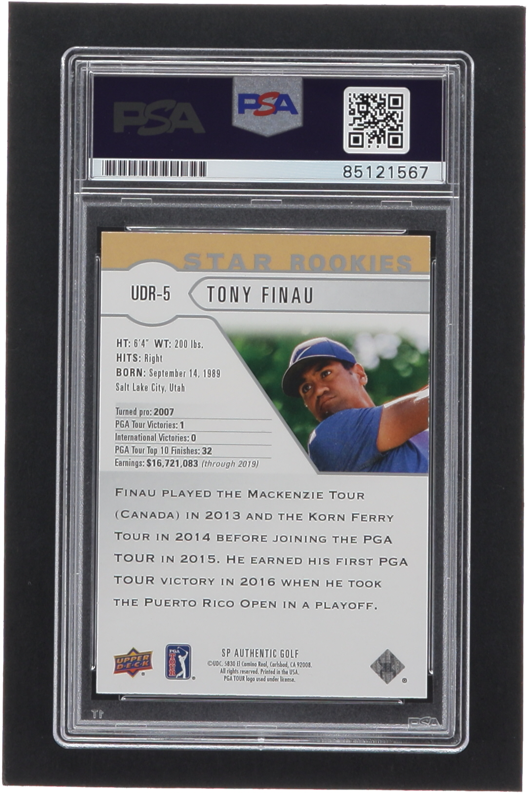 Tony Finau Signed 2021 SP Authentic Upper Deck Star Rookies #UDR5 (PSA) at PristineAuction.com Tony Finau Signed 2021 SP Authentic Upper Deck Star Rookies #UDR5 (PSA) at PristineAuction.com
