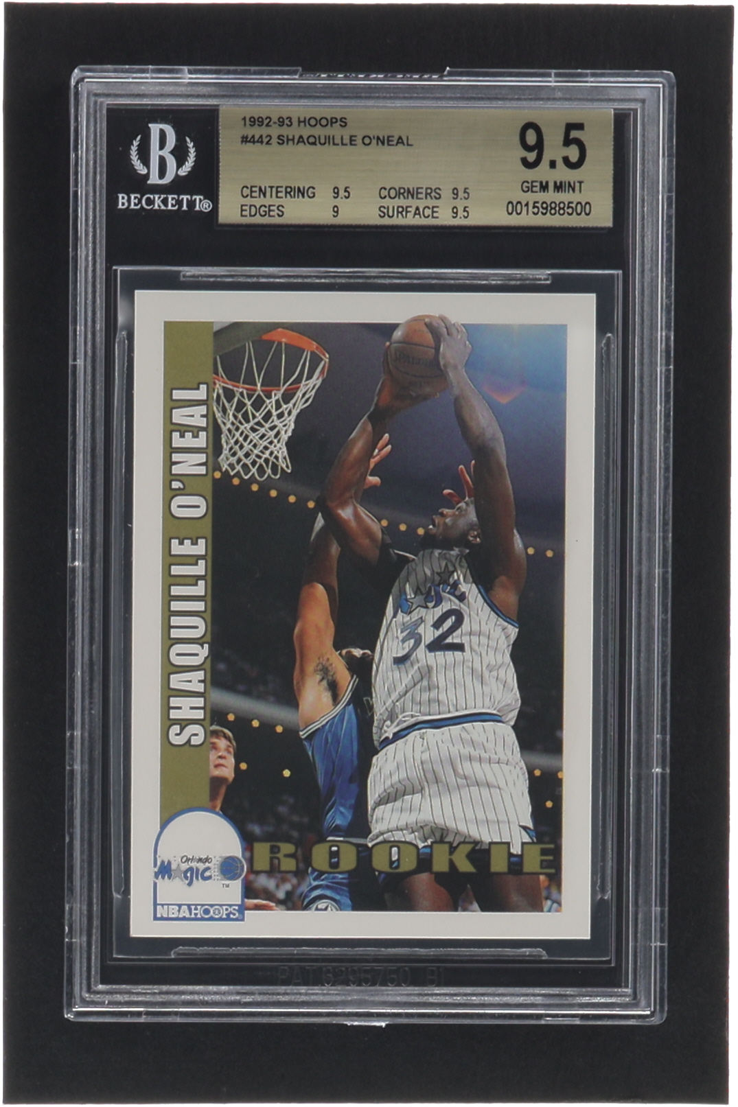 Shaquille O'Neal 1992-93 Hoops #442 RC (BGS 9.5) at PristineAuction.com Shaquille O'Neal 1992-93 Hoops #442 RC (BGS 9.5) at PristineAuction.com