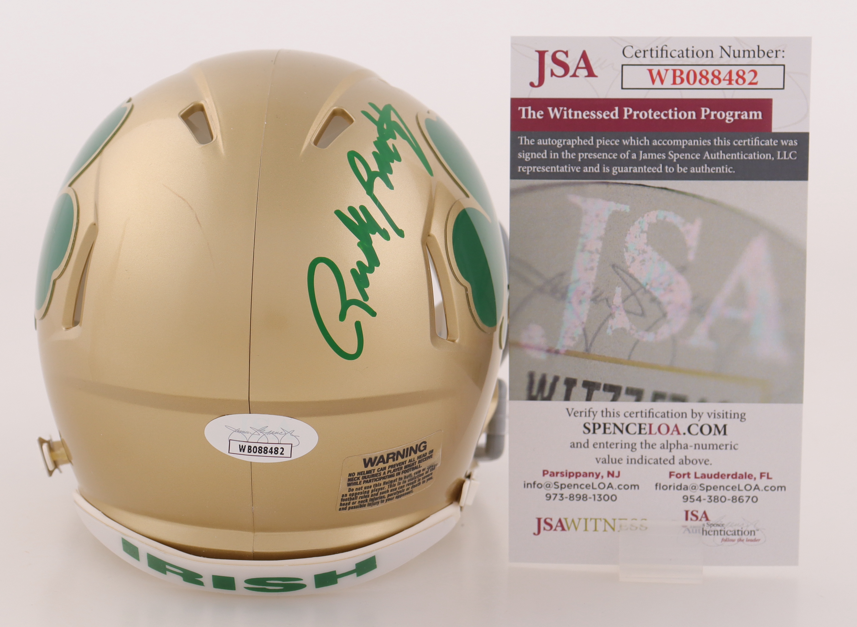 Rudy Ruettiger Signed Notre Dame Fighting Irish Mini Helmet (JSA) at PristineAuction.com Rudy Ruettiger Signed Notre Dame Fighting Irish Mini Helmet (JSA) at PristineAuction.com