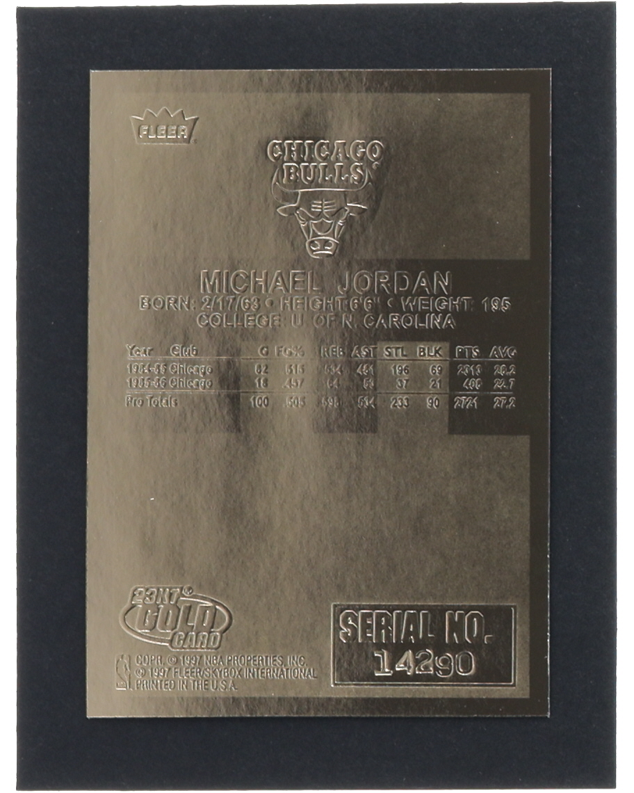 Michael Jordan 1997 Fleer Premier 23Kt Gold Card at PristineAuction.com Michael Jordan 1997 Fleer Premier 23Kt Gold Card at PristineAuction.com