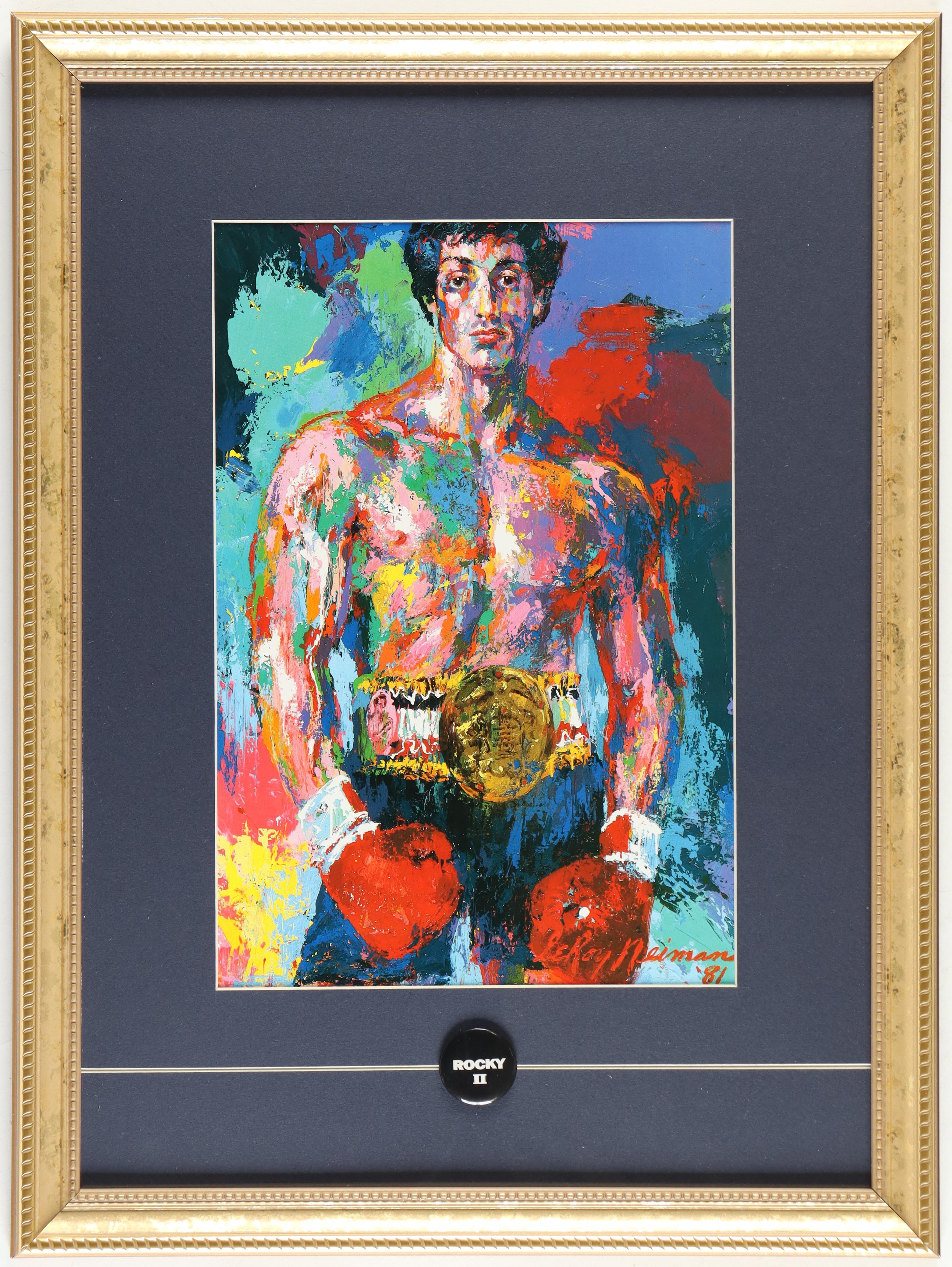 LeRoy Neiman "Rocky" Custom Framed Print Display With Official Rocky II Movie Pin at PristineAuction.com LeRoy Neiman "Rocky" Custom Framed Print Display With Official Rocky II Movie Pin at PristineAuction.com