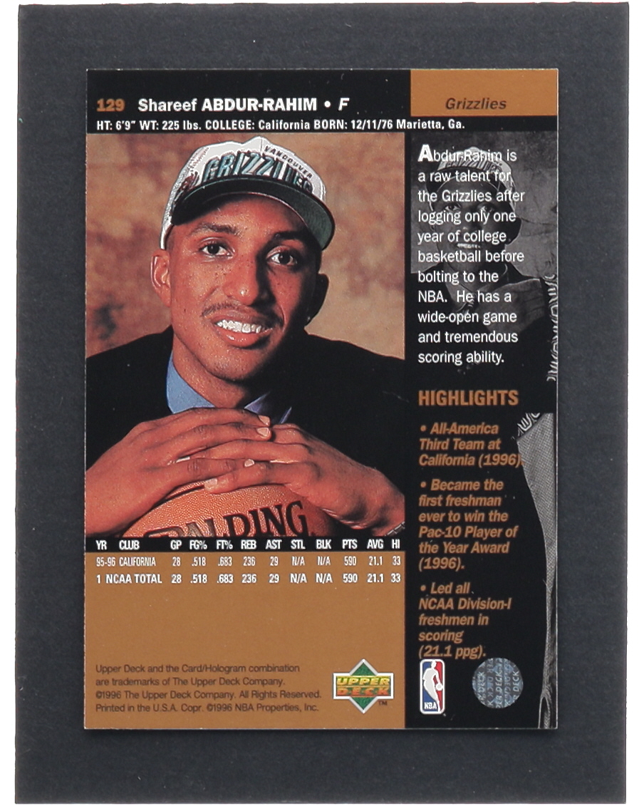 Shareef Abdur-Rahim 1996-97 Upper Deck #129 RC at PristineAuction.com Shareef Abdur-Rahim 1996-97 Upper Deck #129 RC at PristineAuction.com