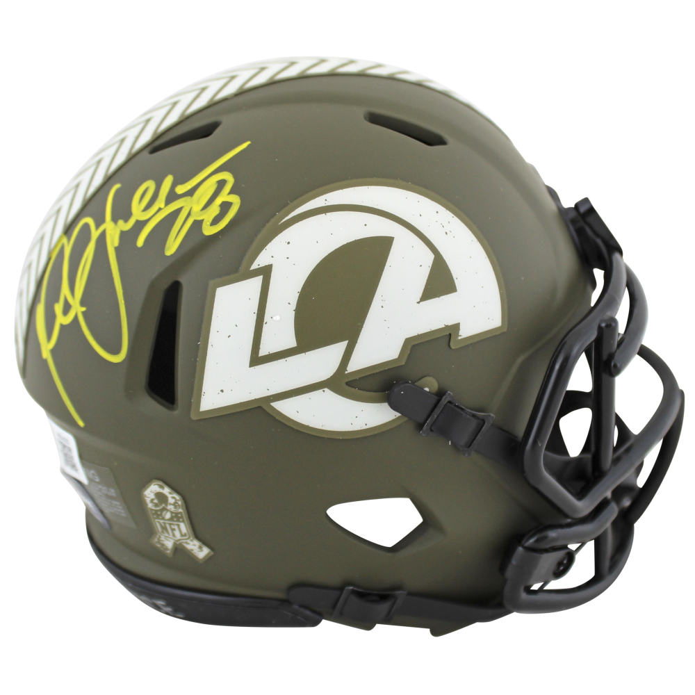 Marshall Faulk Signed Rams Salute to Service Alternate Speed Mini Helmet (Beckett & Prova) at PristineAuction.com