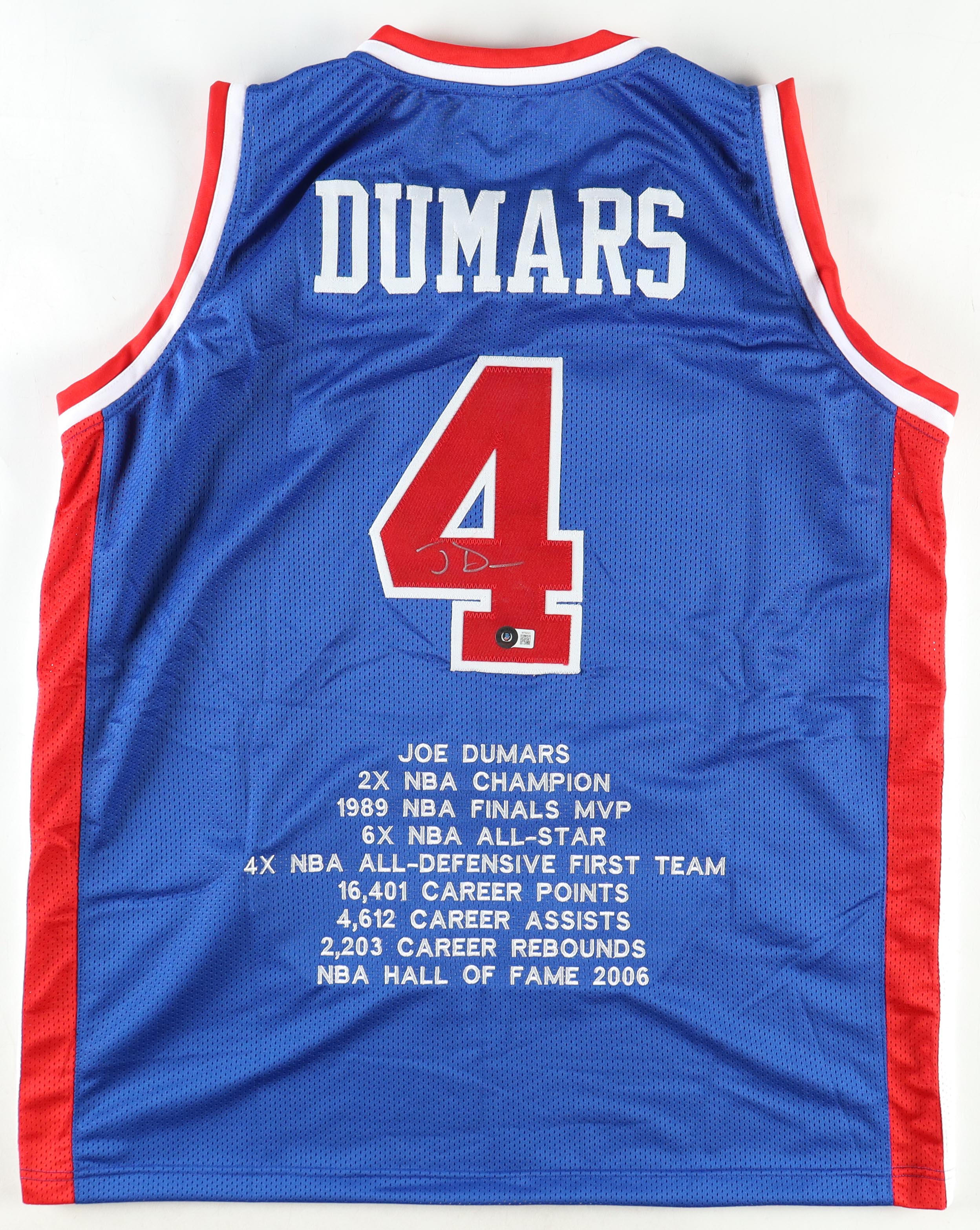 Joe Dumars Signed Career Highlight Stat Jersey (Beckett) at PristineAuction.com Joe Dumars Signed Career Highlight Stat Jersey (Beckett) at PristineAuction.com