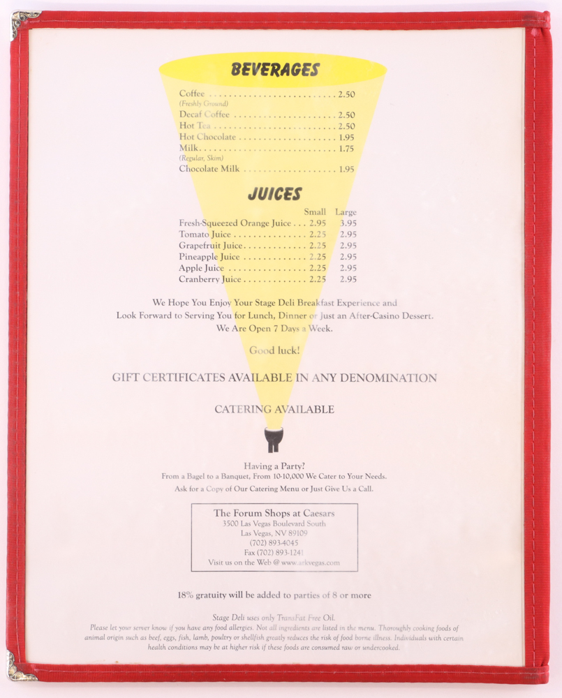 Pete Rose Signed "Stage Deli Of New York" Restaurant Menu (PSA) at PristineAuction.com Pete Rose Signed "Stage Deli Of New York" Restaurant Menu (PSA) at PristineAuction.com