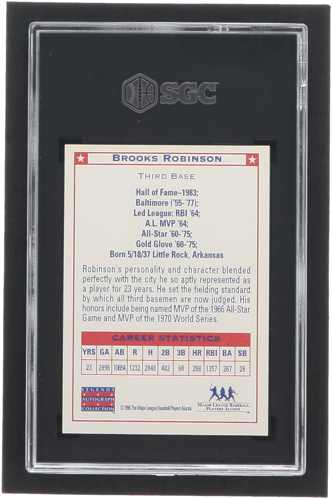 Brooks Robinson 1996 Legends Autograph Collection #NNO (SGC 9) at PristineAuction.com Brooks Robinson 1996 Legends Autograph Collection #NNO (SGC 9) at PristineAuction.com