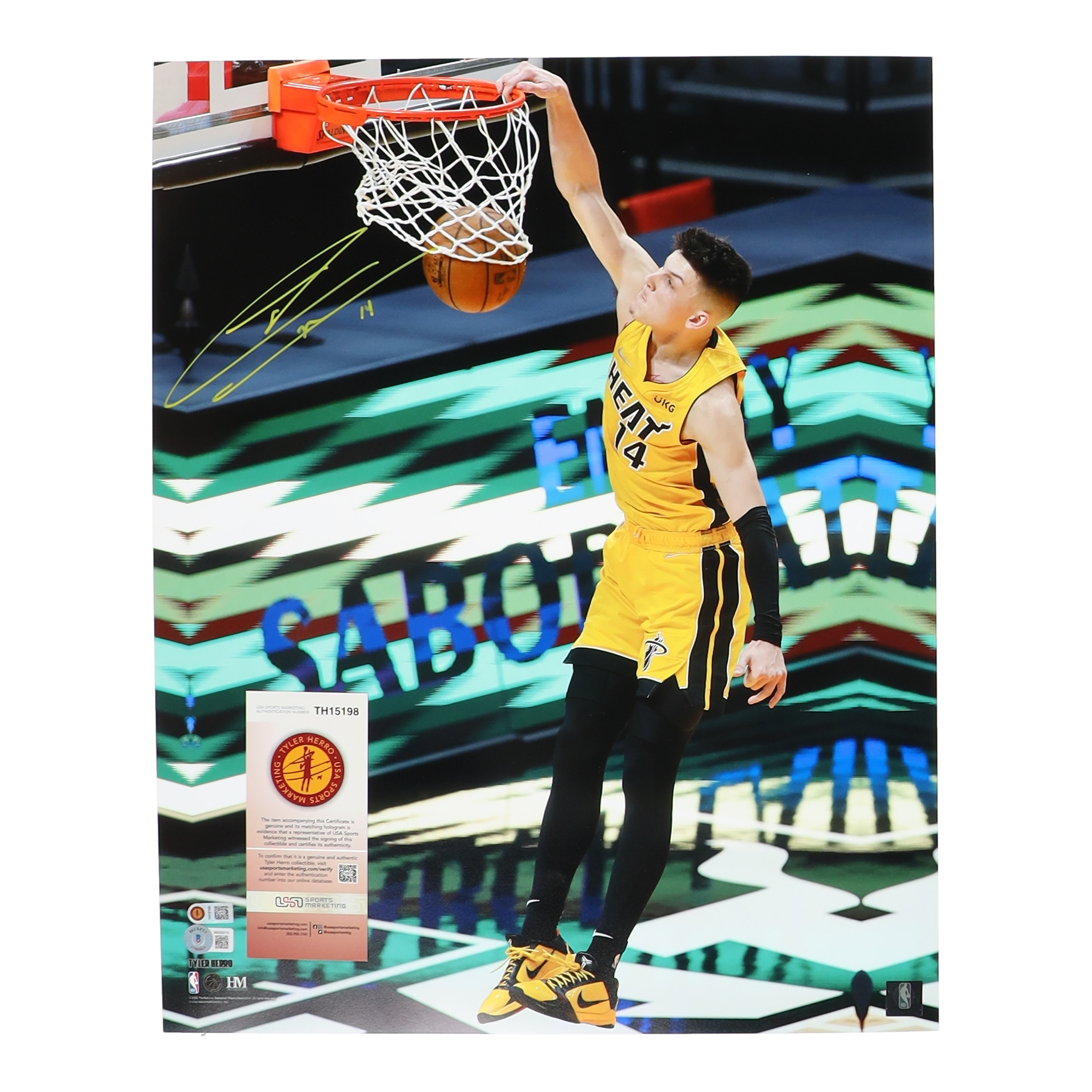 Tyler Herro Signed Heat 16x20 Photo (Beckett & Herro) at PristineAuction.com Tyler Herro Signed Heat 16x20 Photo (Beckett & Herro) at PristineAuction.com