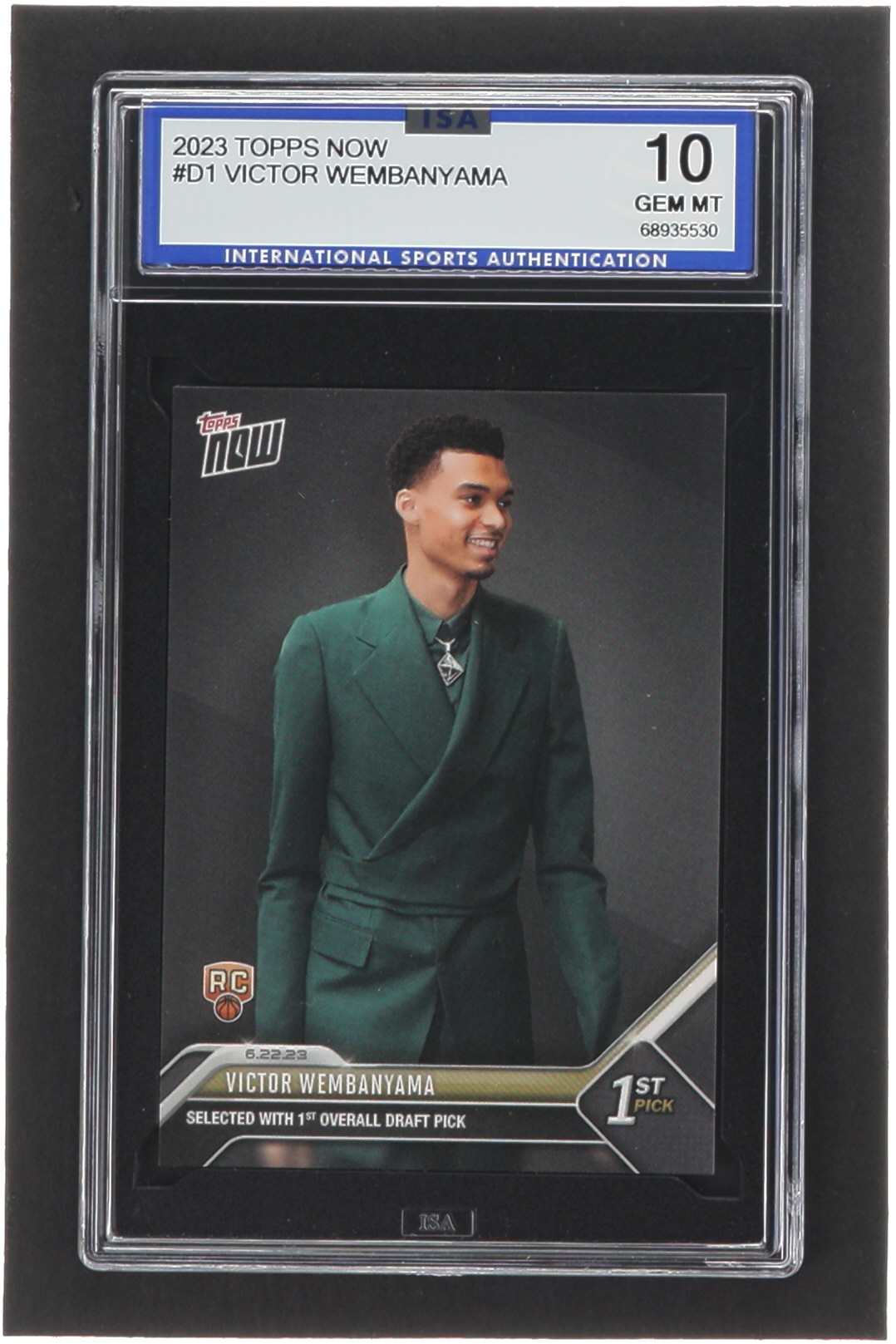 Victor Wembanyama 2023 Topps Now Draft #D1 RC (ISA 10) at PristineAuction.com Victor Wembanyama 2023 Topps Now Draft #D1 RC (ISA 10) at PristineAuction.com