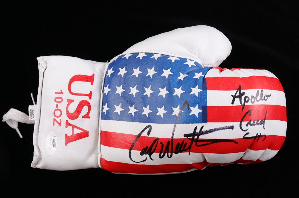 Carl Weathers Signed Last Punch Boxing Glove Inscribed "Apollo Creed" (JSA) at PristineAuction.com Carl Weathers Signed Last Punch Boxing Glove Inscribed "Apollo Creed" (JSA) at PristineAuction.com