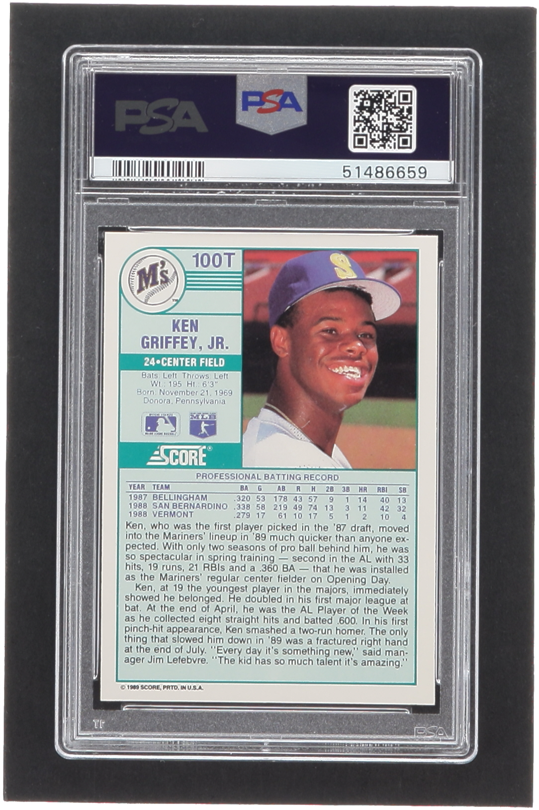 Ken Griffey Jr. 1989 Score Rookie/Traded #100T RC (PSA 9) at PristineAuction.com Ken Griffey Jr. 1989 Score Rookie/Traded #100T RC (PSA 9) at PristineAuction.com