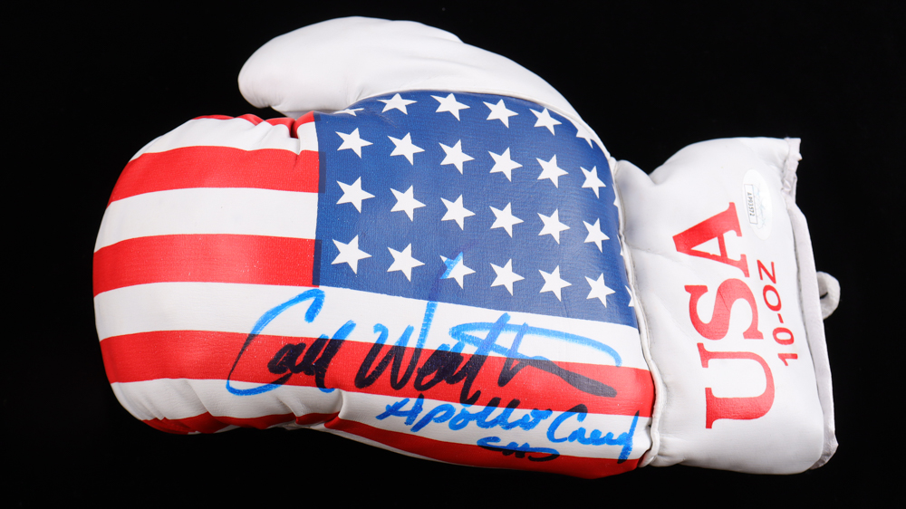Carl Weathers Signed Last Punch Boxing Glove Inscribed "Apollo Creed" (JSA) at PristineAuction.com Carl Weathers Signed Last Punch Boxing Glove Inscribed "Apollo Creed" (JSA) at PristineAuction.com