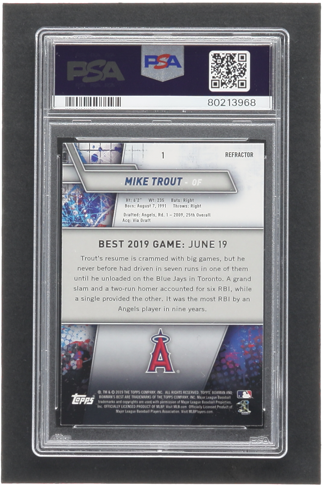 Mike Trout 2019 Bowman's Best Refractors #1 (PSA 10) at PristineAuction.com Mike Trout 2019 Bowman's Best Refractors #1 (PSA 10) at PristineAuction.com