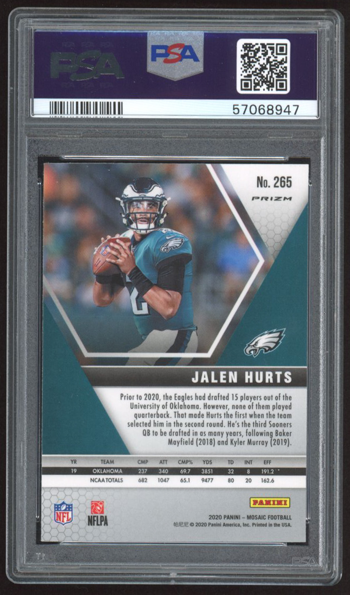 Jalen Hurts 2020 Panini Mosaic Mosaic #265 DEB RC (PSA 10) at PristineAuction.com Jalen Hurts 2020 Panini Mosaic Mosaic #265 DEB RC (PSA 10) at PristineAuction.com