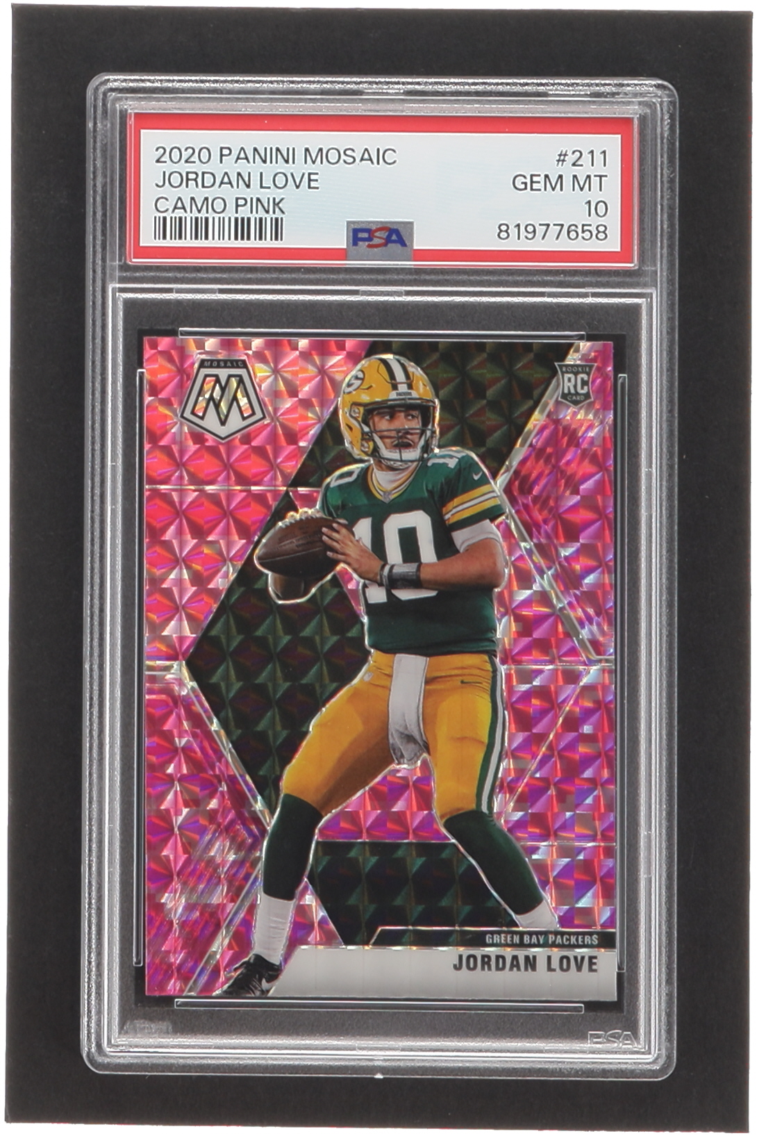 Jordan Love 2020 Panini Mosaic Mosaic Camo Pink #211 RC (PSA 10) at PristineAuction.com Jordan Love 2020 Panini Mosaic Mosaic Camo Pink #211 RC (PSA 10) at PristineAuction.com