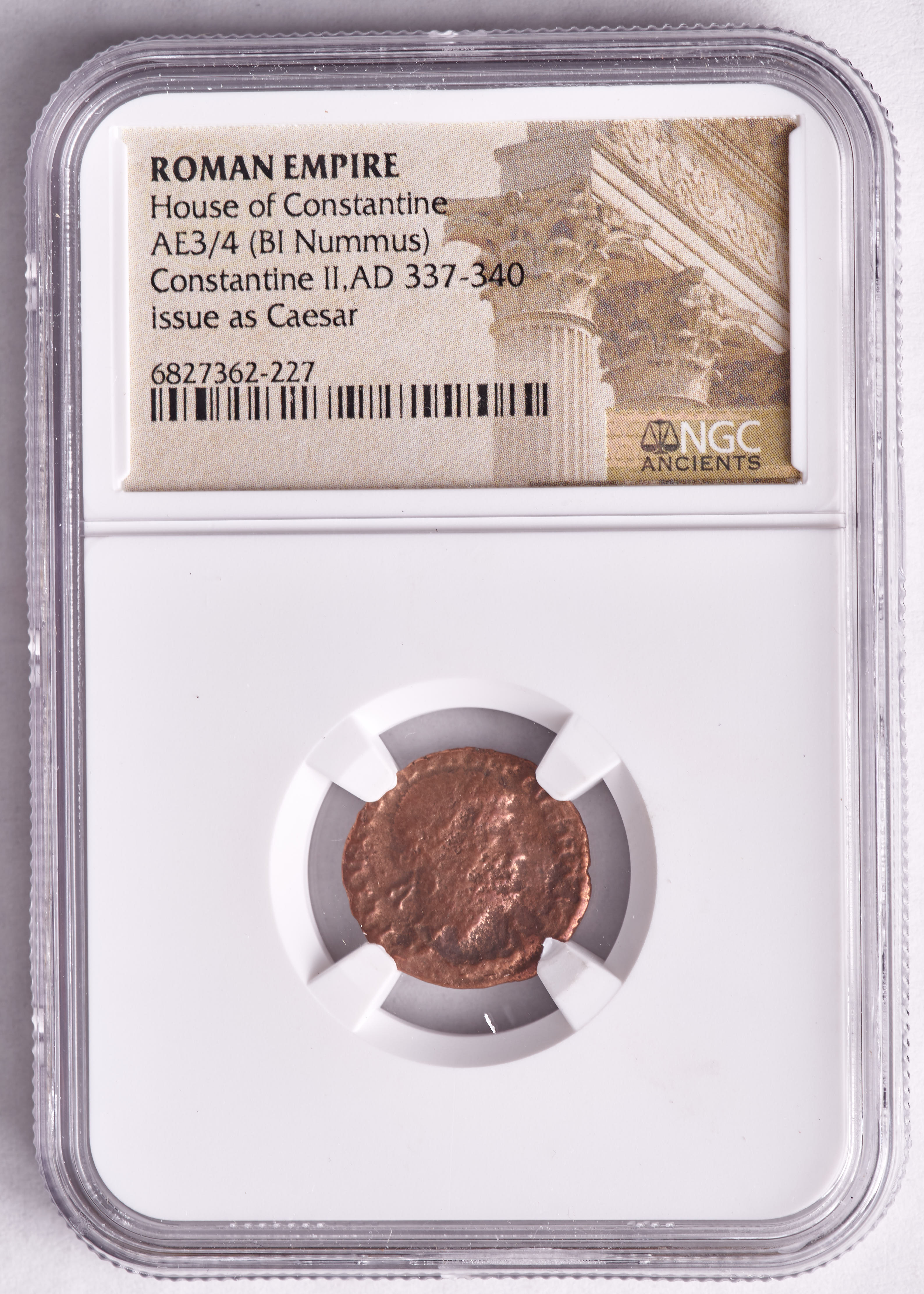 Constantine II (AD 337-340) Roman Empire, House of Constantine AE3/4 (BI Nummus) Ancient Coin - Issue as Caesar (NGC) at PristineAuction.com Constantine II (AD 337-340) Roman Empire, House of Constantine AE3/4 (BI Nummus) Ancient Coin - Issue as Caesar (NGC) at PristineAuction.com